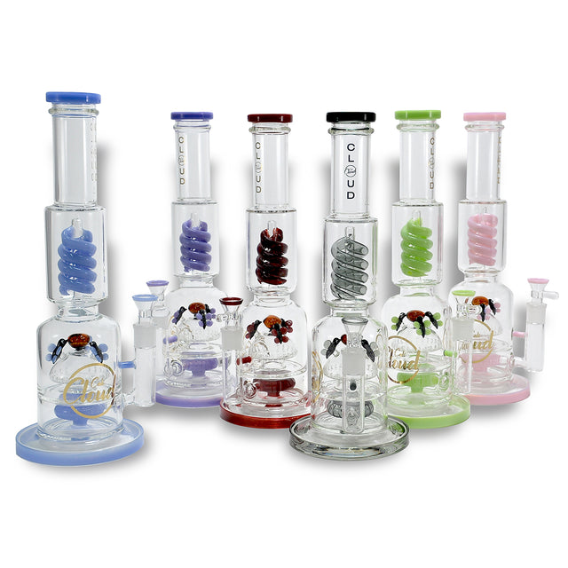 Colored Coil Designed Glass Water Pipe